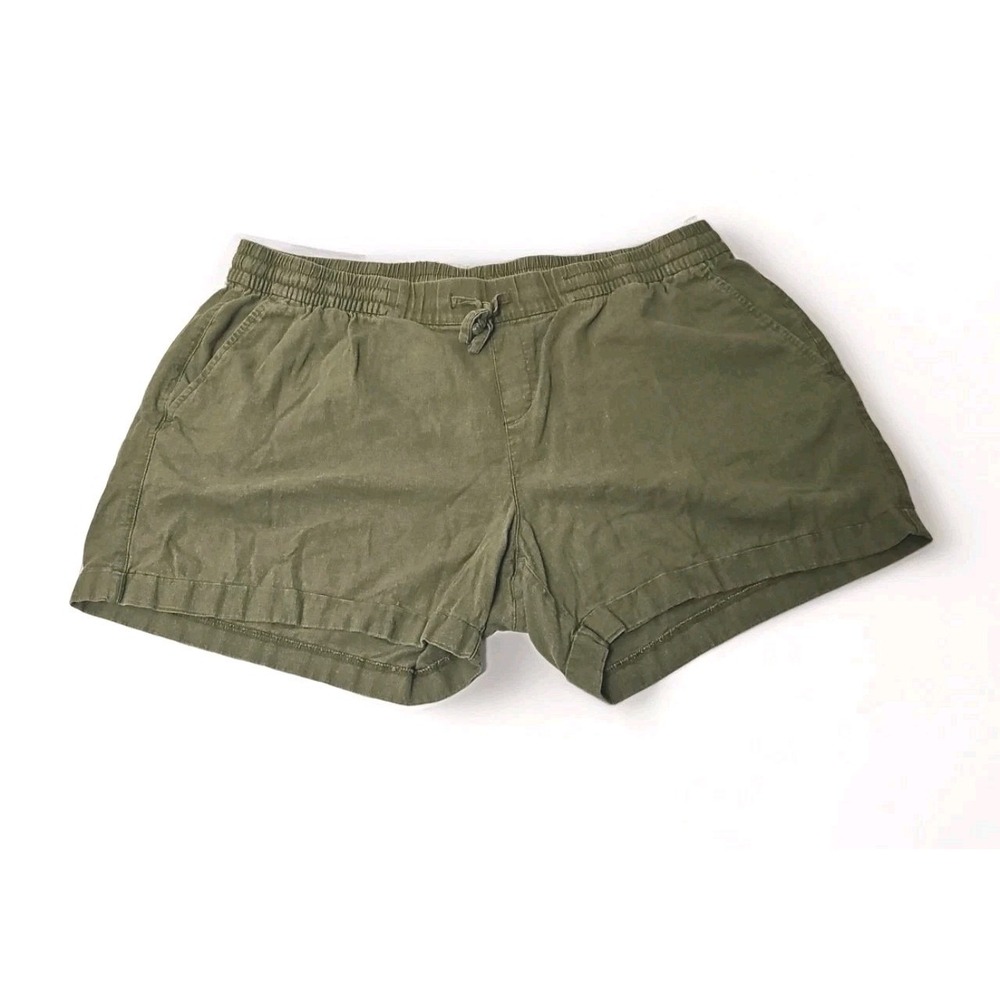 Old‎ Navy XL Linen Blend Olive Shorts 38"x5" High Rise Elastic Drawstring #146